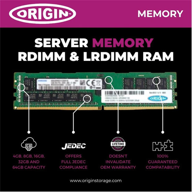 Green - Origin - Origin Storage 32GB DDR4 2666MHz RDIMM 2Rx4 ECC 1.2V