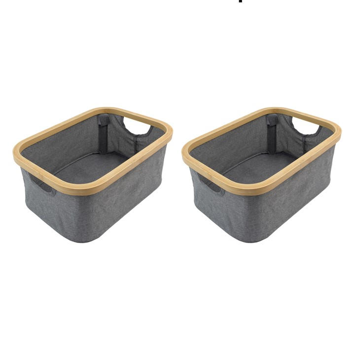 Jvl  Grey Bambanio Foldable Bamboo Storage Basket - 26L in Size Size: H:25, Sports Direct