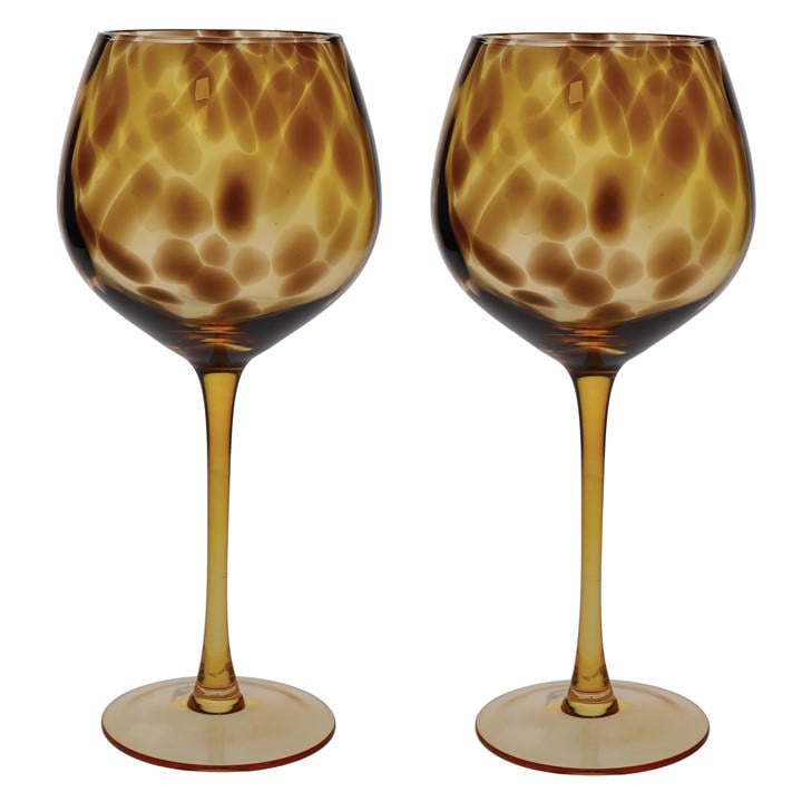BarCraft Set of 2 Tortoiseshell Patterned Gin Glasses in Gift Box in Brown - Image 5