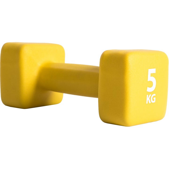 Pure2improve  Yellow Neoprene Coated Dumbbells in Size 1 x 5kg, Sports Direct