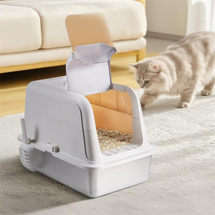 Kidkid Pet  White Enclosed Cat Litter Box, Sports Direct