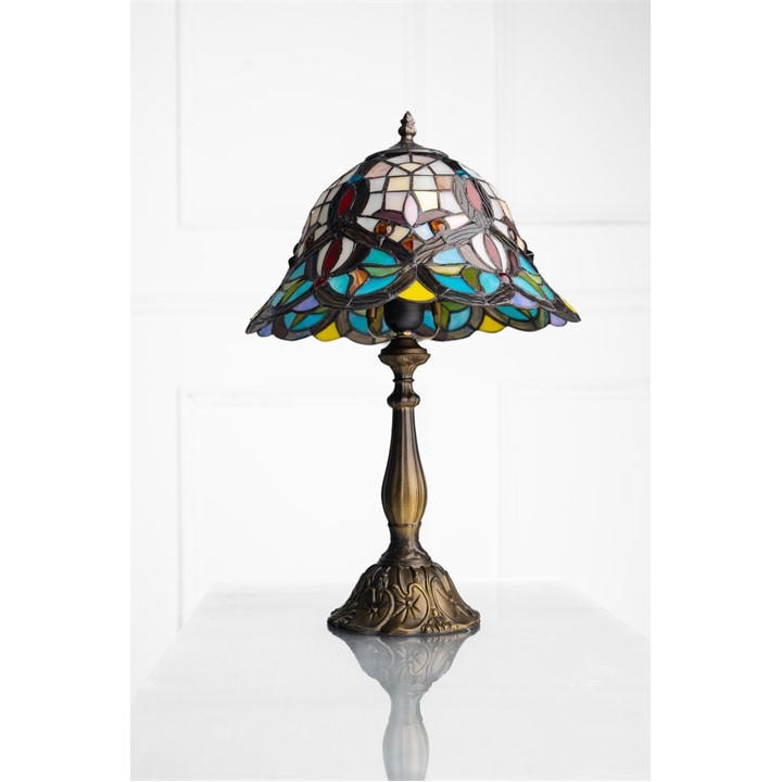 K Living  Brown Barking Antique Brass Tiffany Table Lamp, Sports Direct
