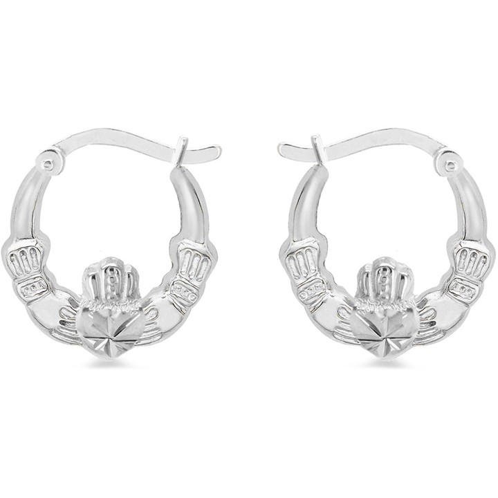 Be You Women's Silver Sterling Claddagh Hoop Earrings