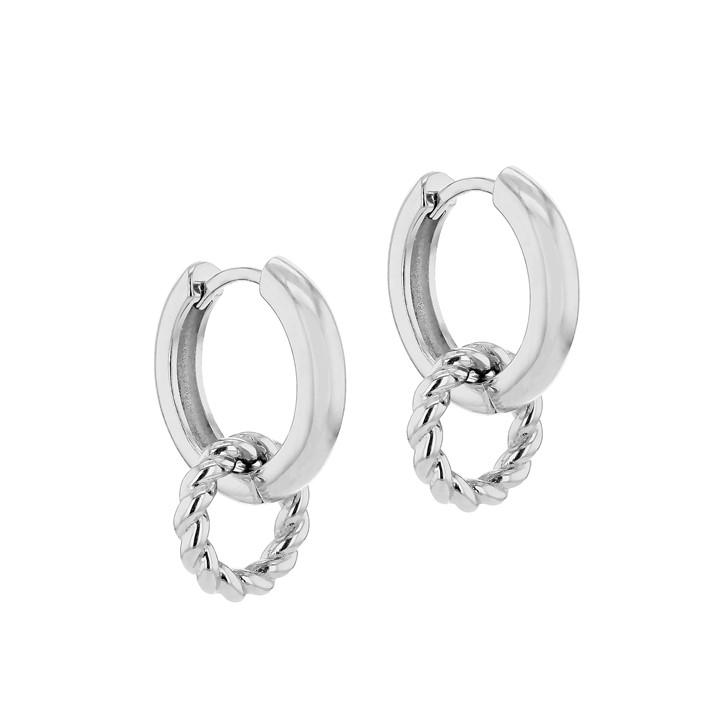 Be You Women's Silver Sterling Twisted Ring Hoop Earrings, Sports Direct