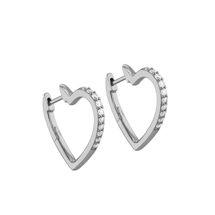 Be You Women's Silver Sterling Cz Heart Hoop Earrings, Sports Direct