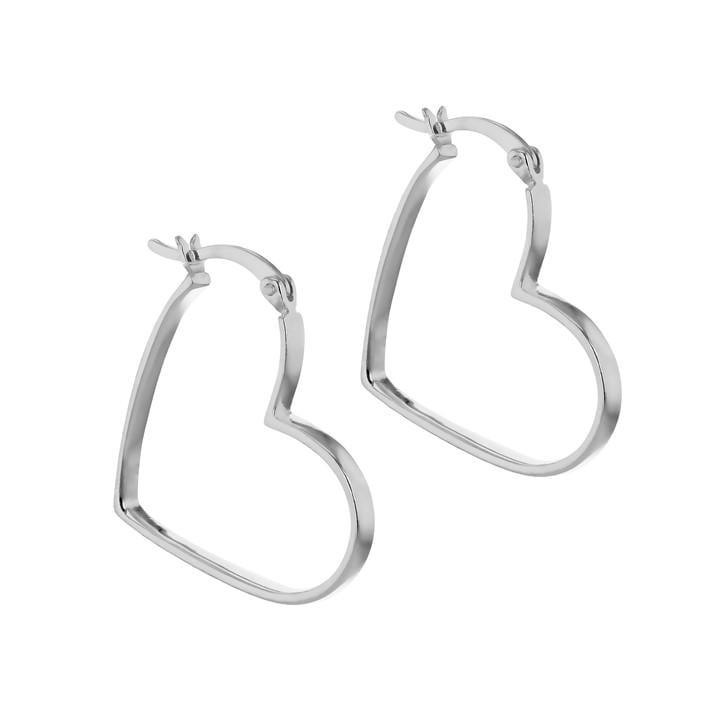 Be You Women's Silver Sterling Heart Hoop Earrings, Sports Direct