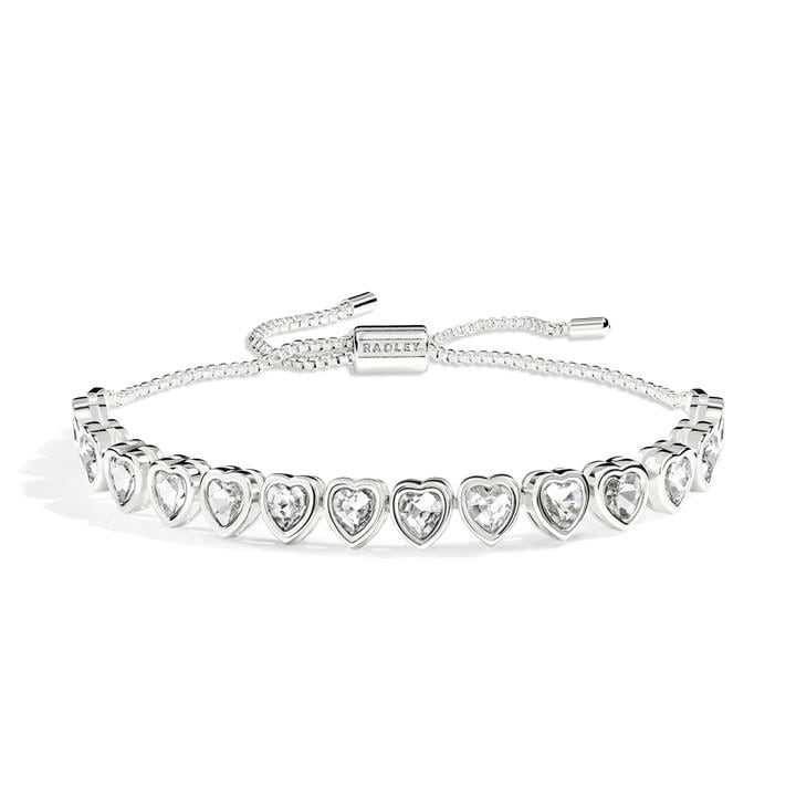 Radley Women's Silver Plated Heart Stone Set Bracelet, Sports Direct