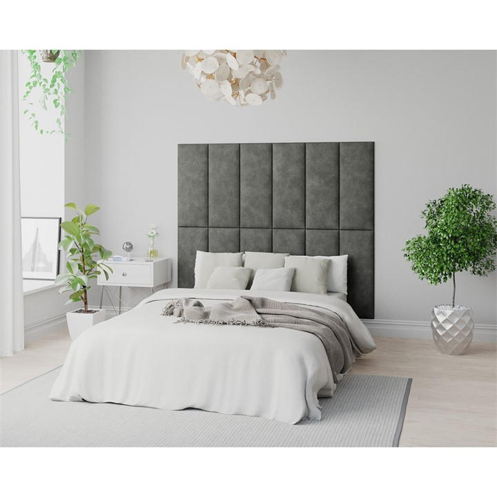Aspire  Grey Easymount Wall Mounted Upholstered Panels, in Size Pack of 8, Sports Direct