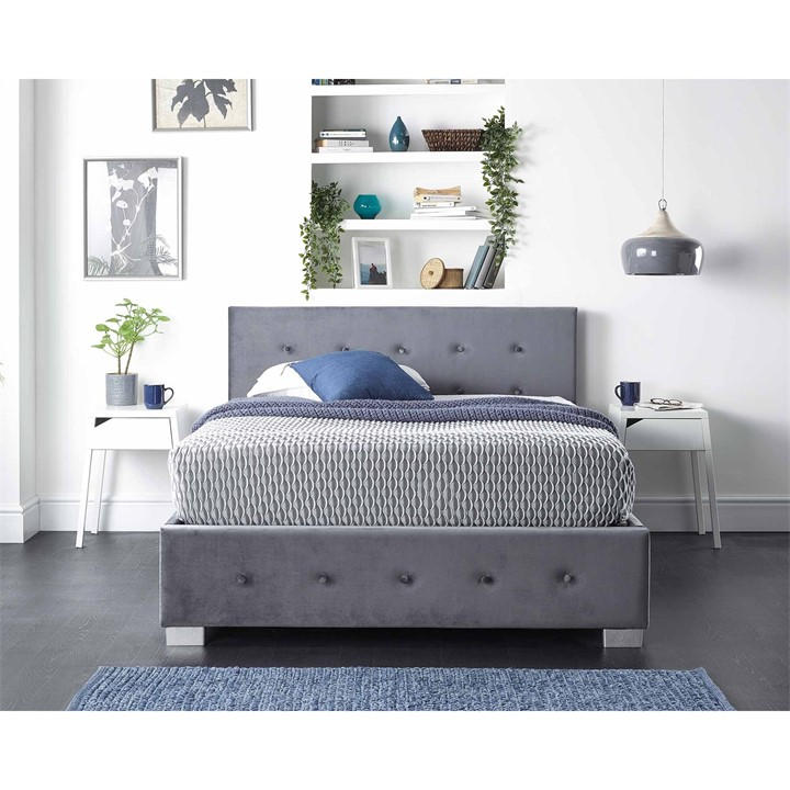 Aspire Grey Side Opening Ottoman Storage In Linen, Superk in Size Double, Sports Direct