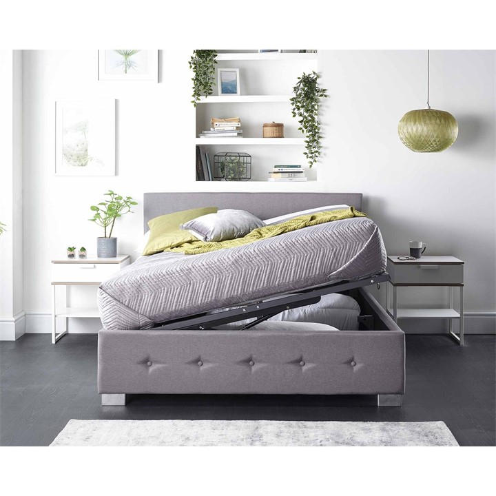 Aspire Grey Side Opening Ottoman Storage In Linen, Superk in Size King, Sports Direct