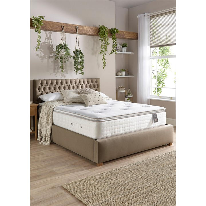 Aspire  White 7000 Pocket Climate Cool Wool Pillowtop Mat in Size Superking, Sports Direct