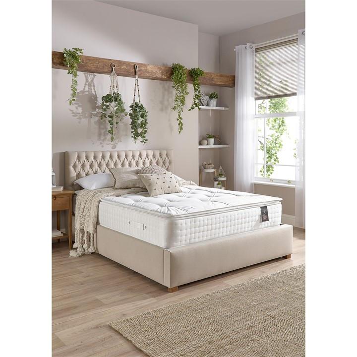 Aspire  White 3000 Pocket Wool Cashmere & Silk Pillowtop in Size Superking, Sports Direct