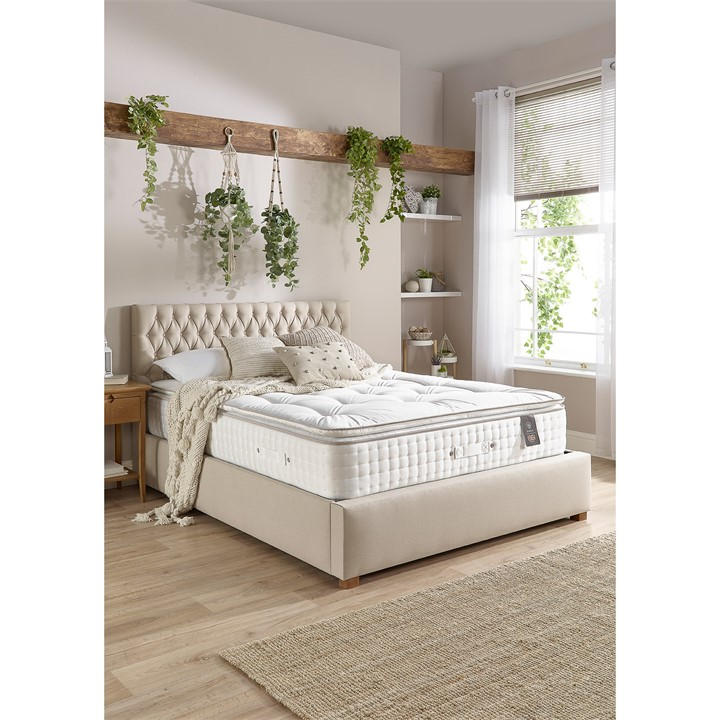 Aspire  White 7000 Pocket Wool Cashmere & Silk Pillowtop in Size Single, Sports Direct