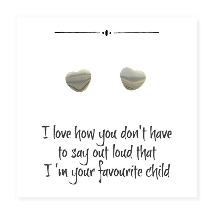 Aye Do Gifts Women's Silver Heart Stud Earring & Funny Msg Card200-Cdn-Hstdhrt, Sports Direct
