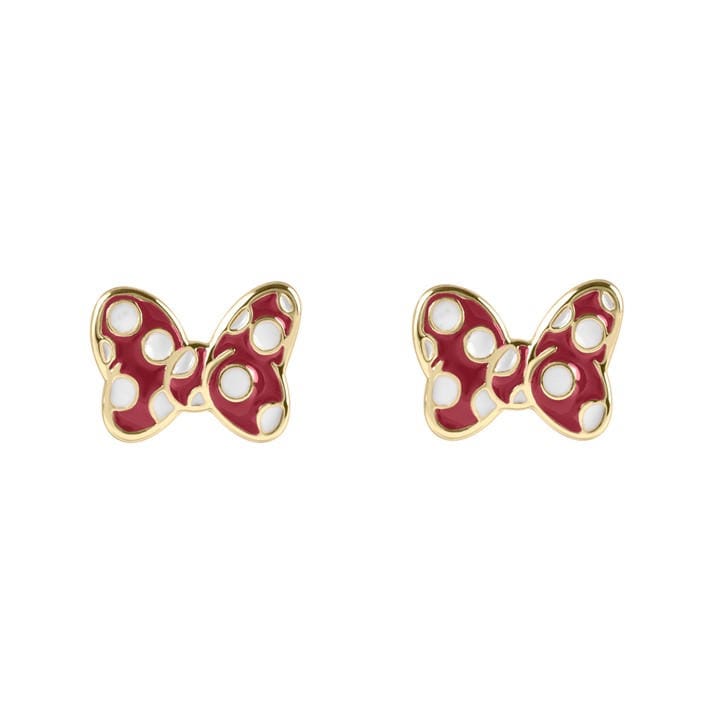 Minnie Mouse Girls Gold Kids' Mini Bow Stud Earrings, Sports Direct