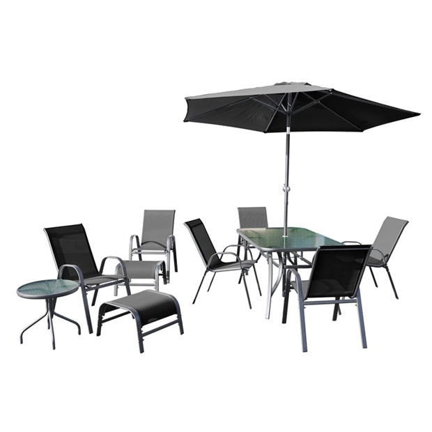 Grey/Black - Linea - Metal Garden Dining Set