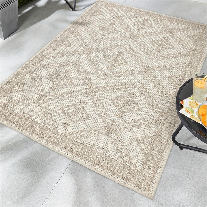 Origin Rugs  Cream Atlas Weave Diamond in Size 160x230cm, Sports Direct