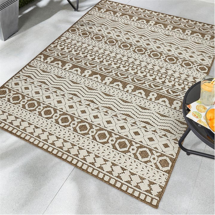 Origin Rugs  Brown Atlas Weave Graphic Coffee in Size 160x230cm, Sports Direct