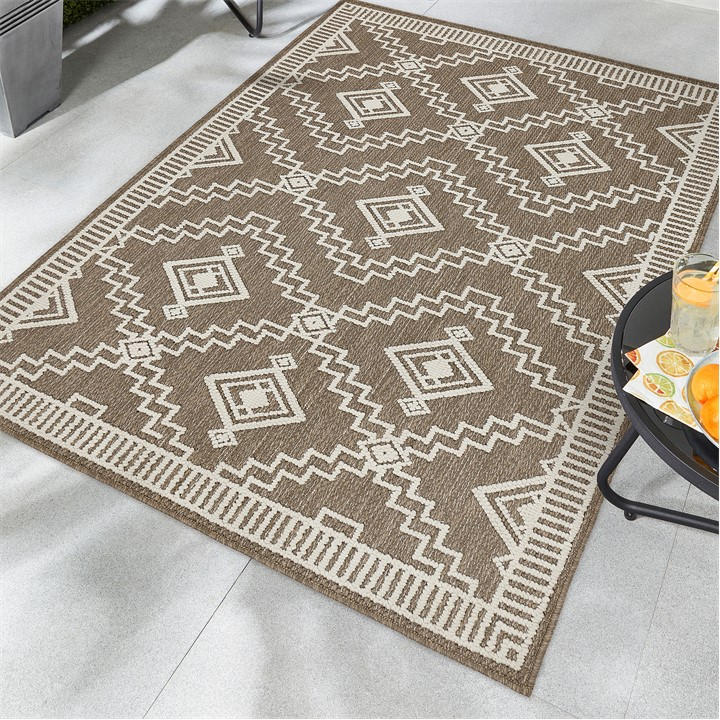 Origin Rugs  Brown Atlas Weave Diamond Coffee in Size 120x170cm, Sports Direct