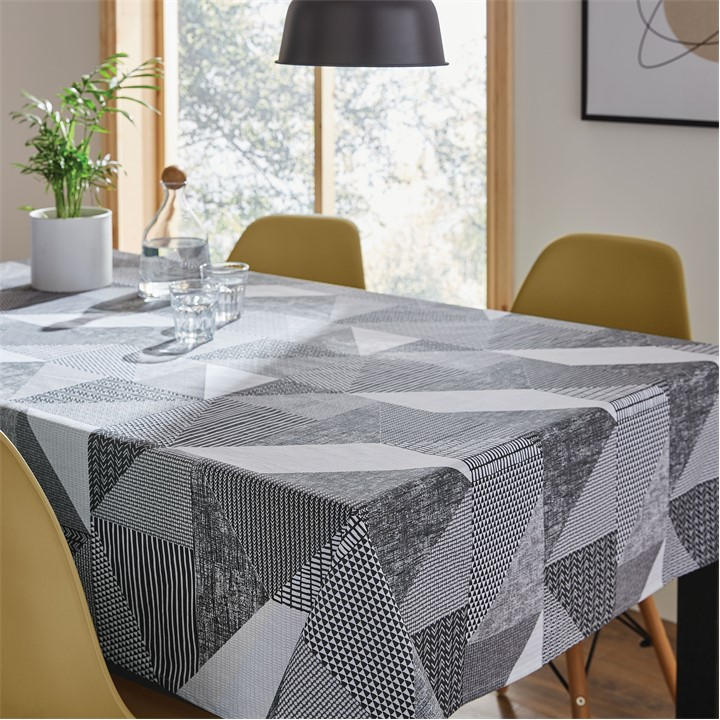 Catherine Lansfield  Grey Larsson Geo Cotton Table Cloth, Sports Direct