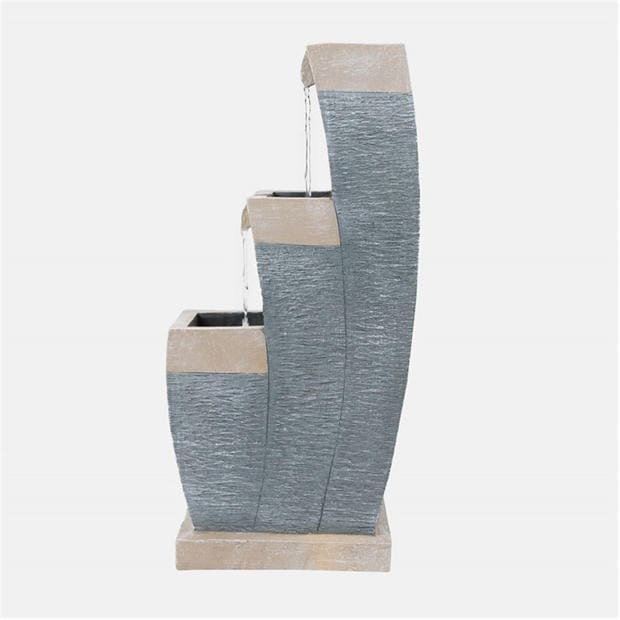 Grey - Streetwize - Solar Water Feature with Battery Backup - Three-Tier Fountain