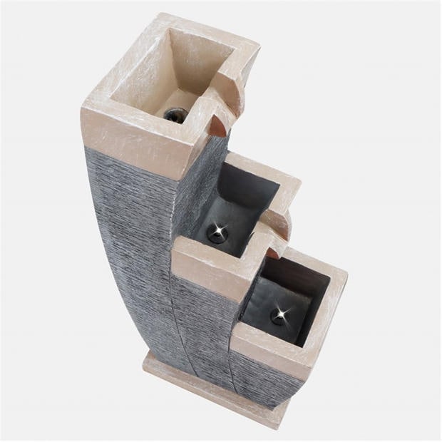 Grey - Streetwize - Solar Water Feature with Battery Backup - Three-Tier Fountain