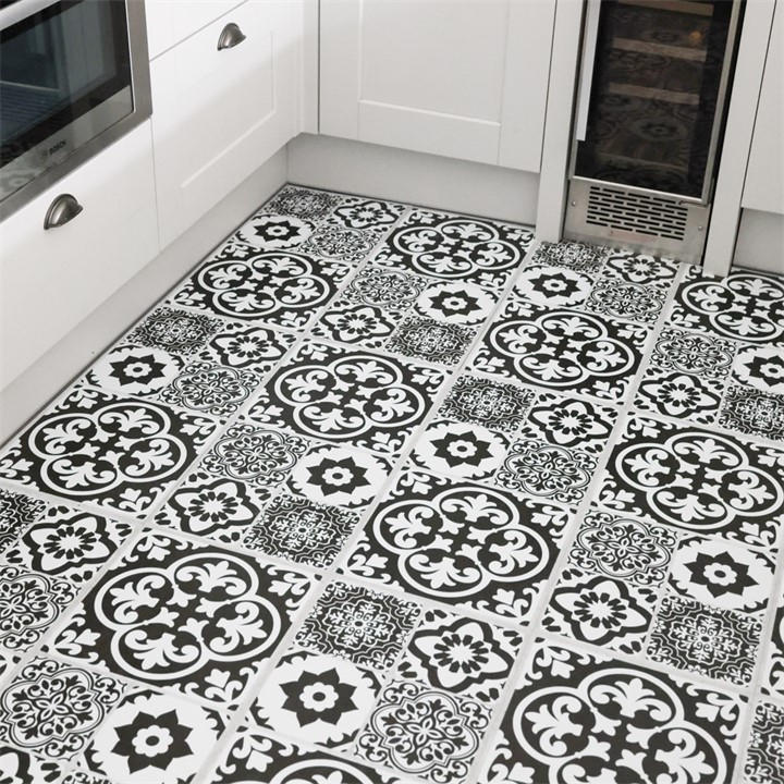 Valencia Self Adhesive Vinyl Floor Tiles Charcoal, Football by Floor Pops in Size 2.23 SQM, Sports Direct