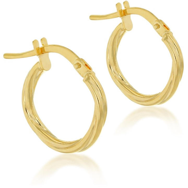 Be You Women's Gold 9Ct Polished Twisted Hoop Earrings, Sports Direct