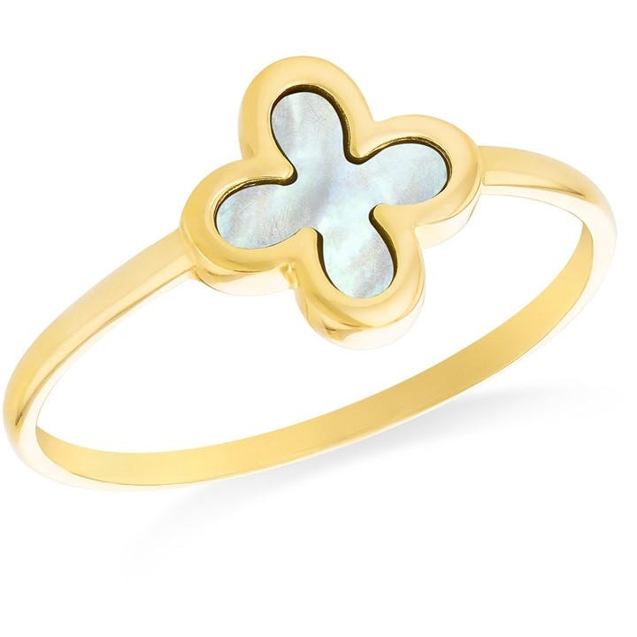 Be You Women's Gold 9Ct Clover Mother Of Pearl Ring in Size 2XL, Sports Direct