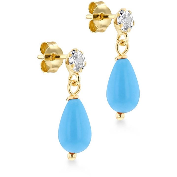Be You Women's Gold 9Ct Stone With Cz Drop Earrings, Sports Direct