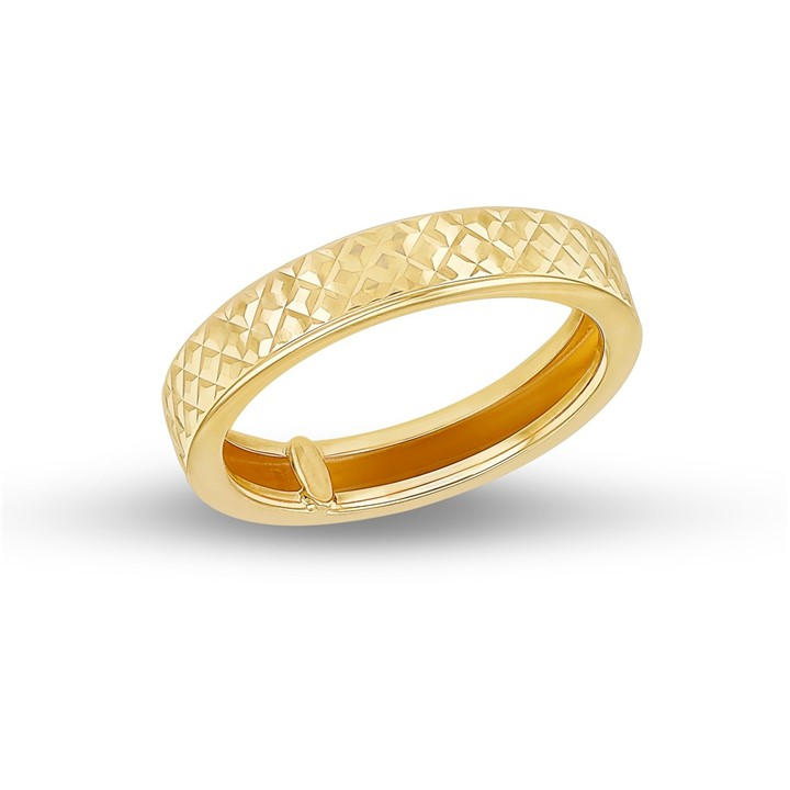 Be You Women's Gold 9Ct Diamond Cut Band Ring in Size L, Sports Direct
