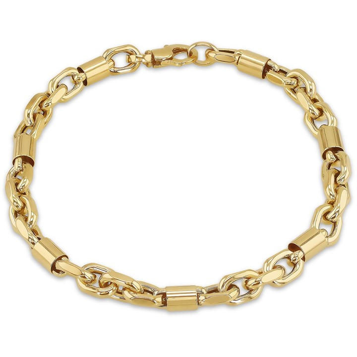 Be You Women's Gold 9Ct Belcher And Bar Bracelet in Size 8in, Sports Direct