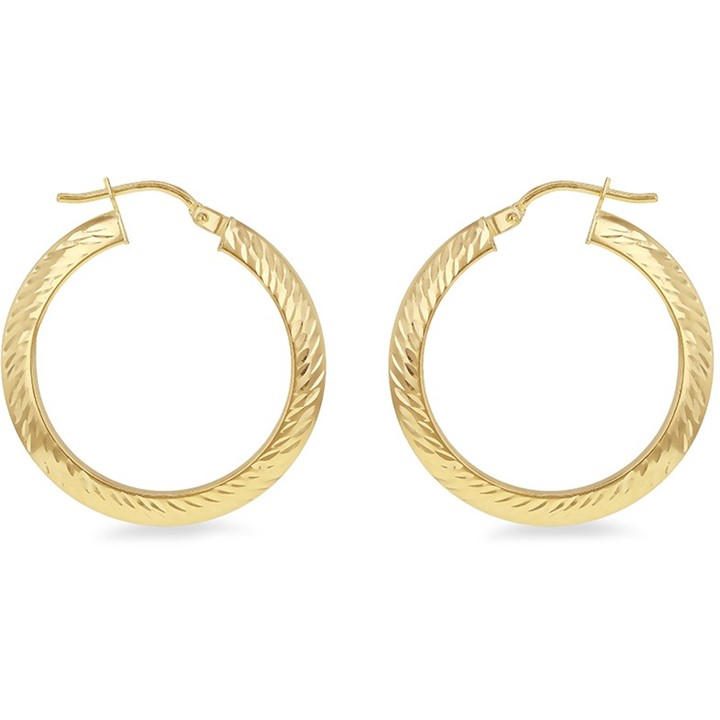 Be You Women's Gold 9Ct Diamond Cut Creole Earring, Sports Direct