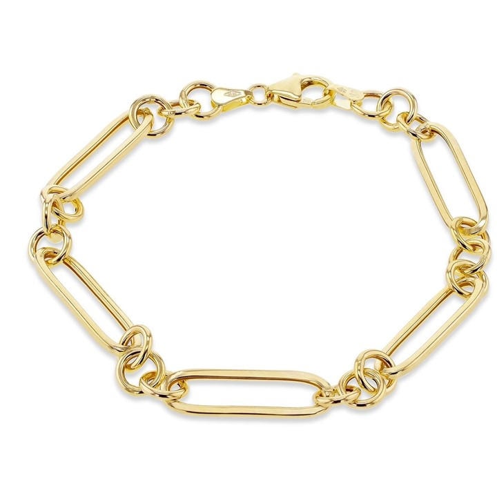 Be You Women's Gold 9Ct Hollow Figaro Paper Bracelet in Size 7.5in, Sports Direct