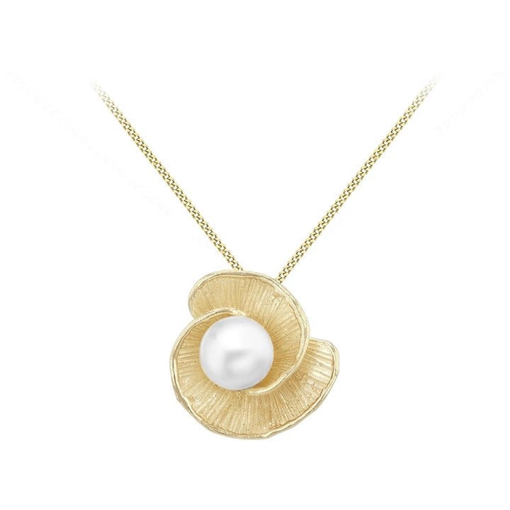 Be You Women's Gold 9Ct Freshwater Pearl Flower Necklace, Sports Direct
