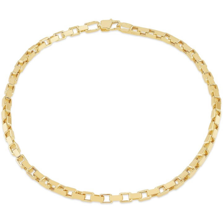 Be You Women's Gold 9Ct Square Paper Link Bracelet in Size 7in, Sports Direct