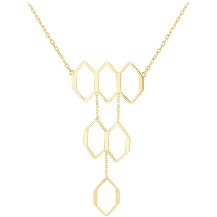Be You Women's Gold 9Ct Honeycomb Necklace in Size 16-17.5in, Sports Direct