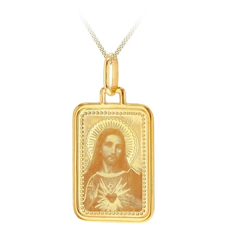 Be You  Gold 9Ct Rectangle Christ Necklace, Sports Direct
