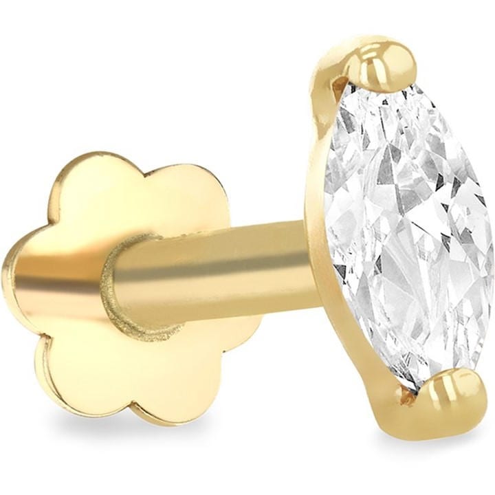 Be You Women's Gold 9Ct Marquise Cz Labret Stud, Sports Direct