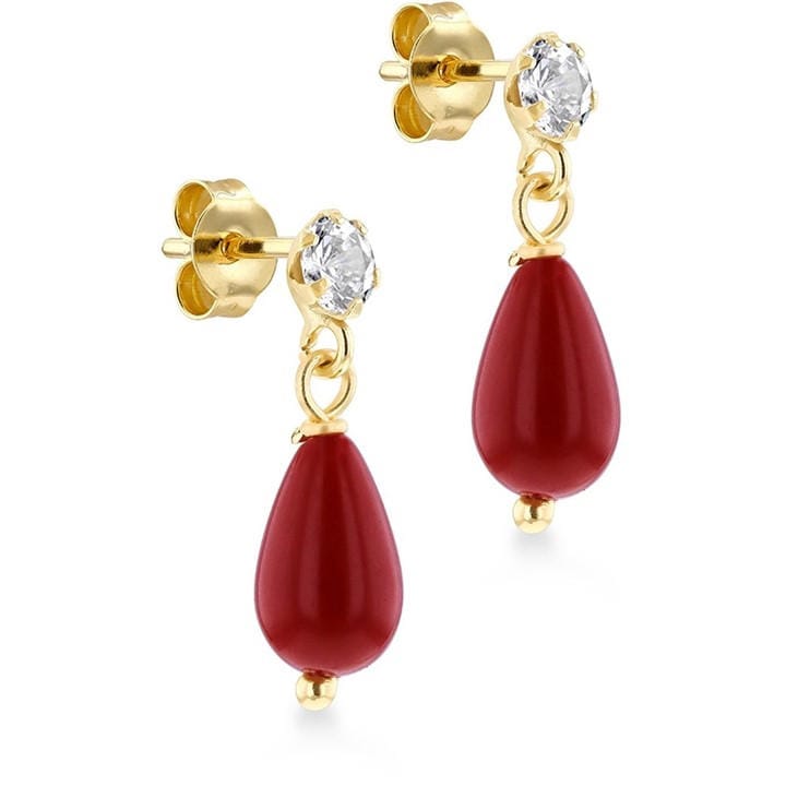 Be You Women's Gold 9Ct Stone With Cz Drop Earrings, Sports Direct