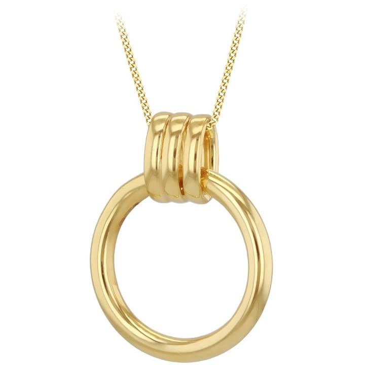 Be You Women's Gold 9Ct Triple Tube Circle Drop Necklace in Size 20in, Sports Direct