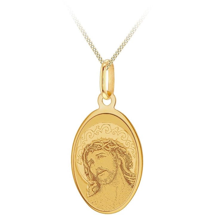Be You  Gold 9Ct Oval Christ Necklace, Sports Direct