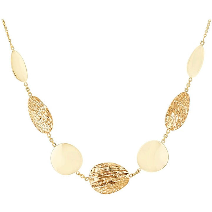 Be You Women's Gold 9Ct Polished Satin Pebble Adjustable Necklet in Size 16-17.5in, Sports Direct