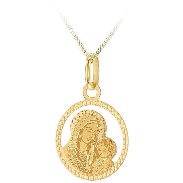 Be You  Gold 9Ct Diamond Cut Round Mary And  Necklace, Sports Direct