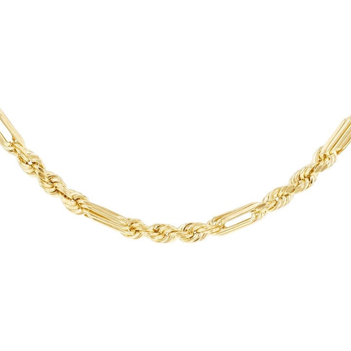 Be You Women's Gold 9Ct Hollow Diamond Cut Figarope Chain, Sports Direct