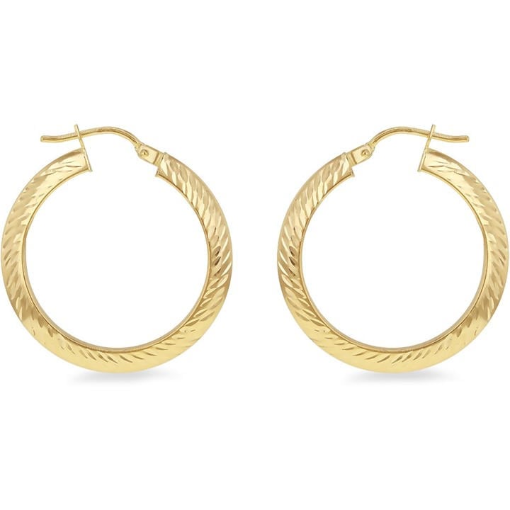 Be You Women's Gold 9Ct Diamond Cut Creole Earring, Sports Direct
