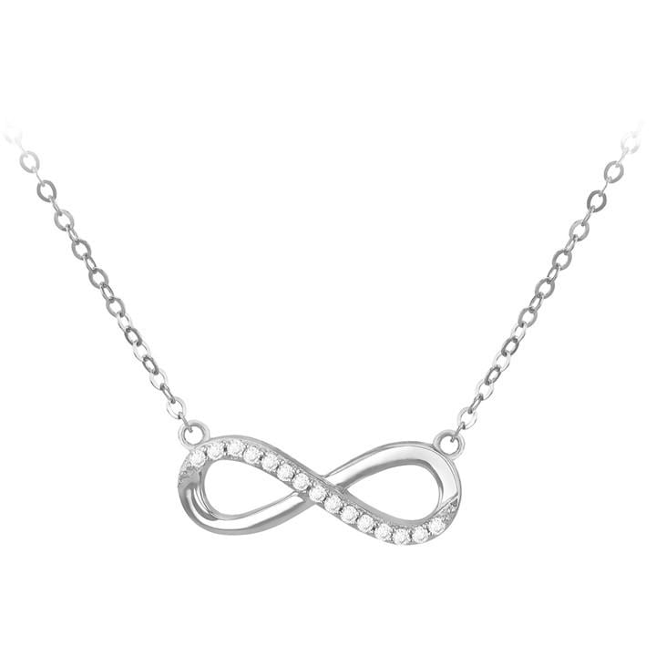 Be You Women's White 9Ct Gold Cz Infinity Necklace in Size 17-18in, Sports Direct