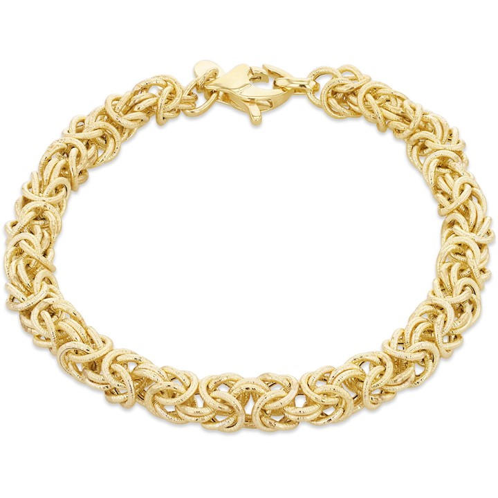 Be You Women's Gold 9Ct Textured Byzantine Bracelet in Size 7.5in, Sports Direct