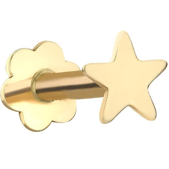 Be You Women's Gold 9Ct Star Labret Stud, Sports Direct