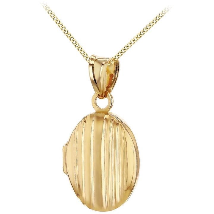 Be You Women's Gold 9Ct Lined Oval Locket Necklace in Size 16-18in, Sports Direct